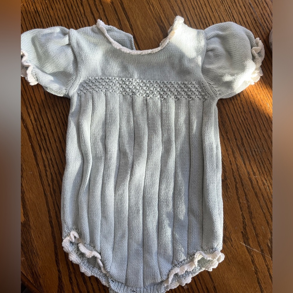 Light Blue Knitted Kids Bodysuit